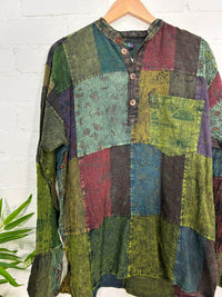 Overdyed Mushroom Patch Grandad Shirt