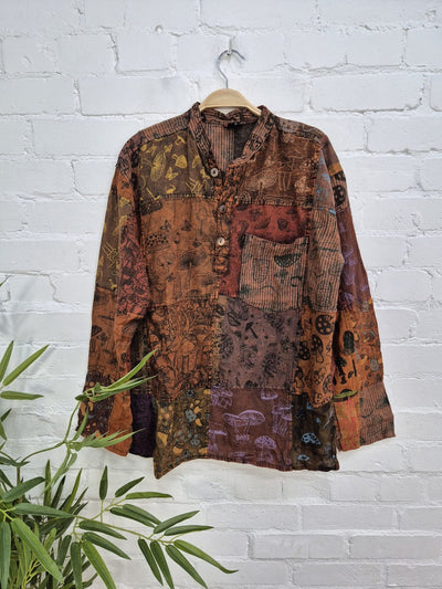 Overdyed Mushroom Patch Grandad Shirt