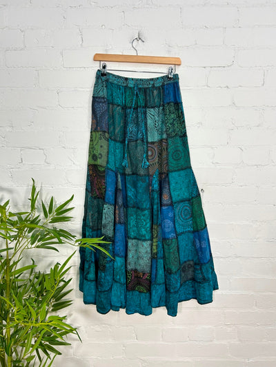 Mixed Patchwork Long Skirt