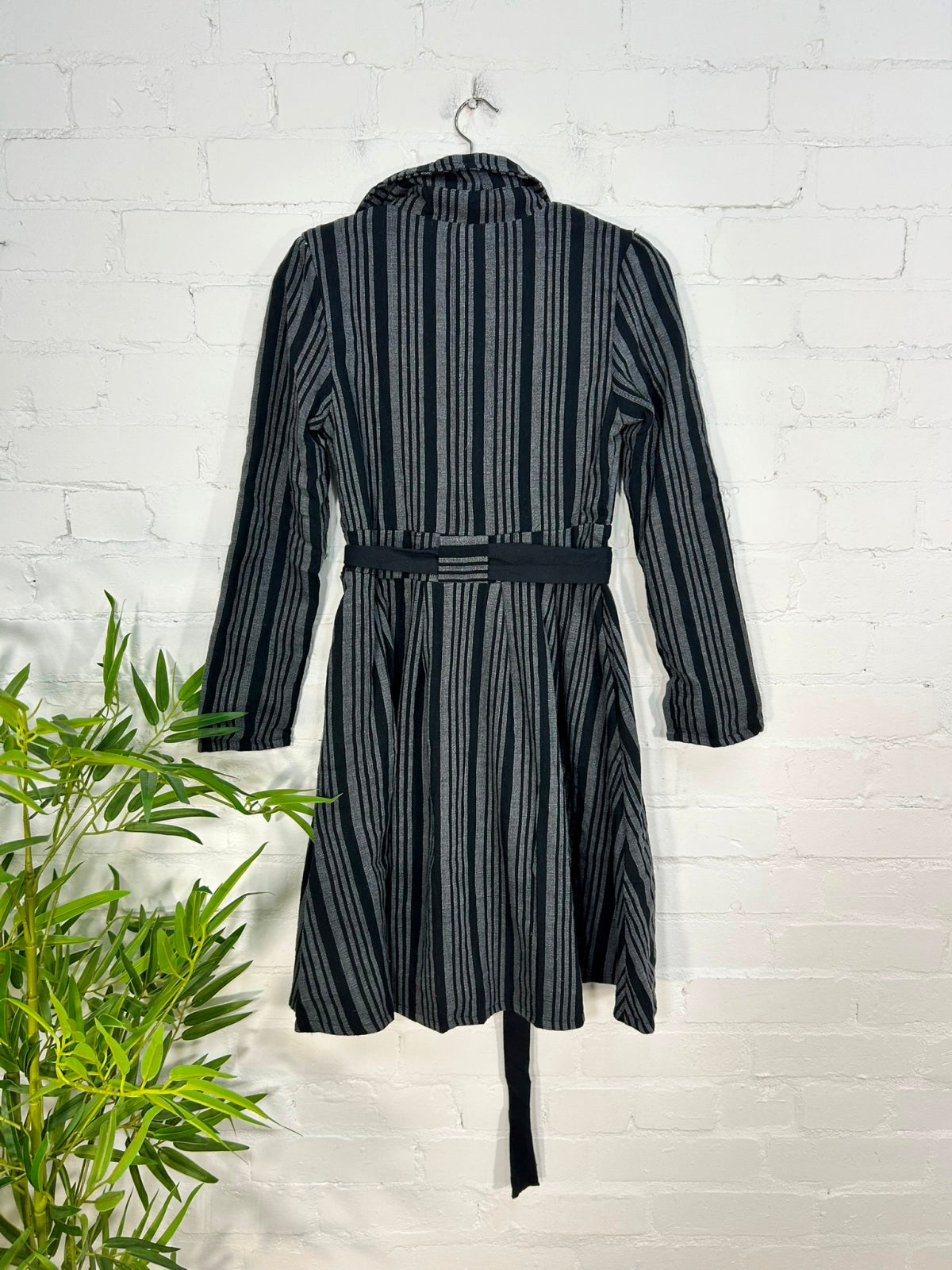 Sun and Moon Print Striped Coat