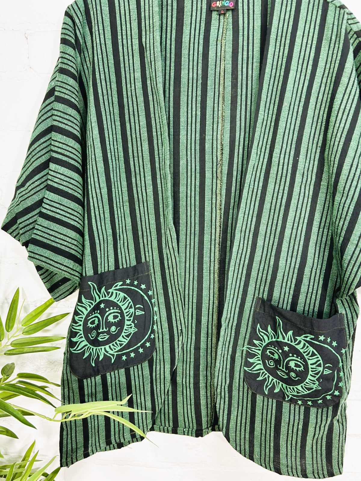 Sun and Moon Print Striped Open Top