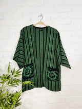 Sun and Moon Print Striped Open Top