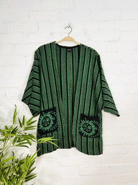 Sun and Moon Print Striped Open Top