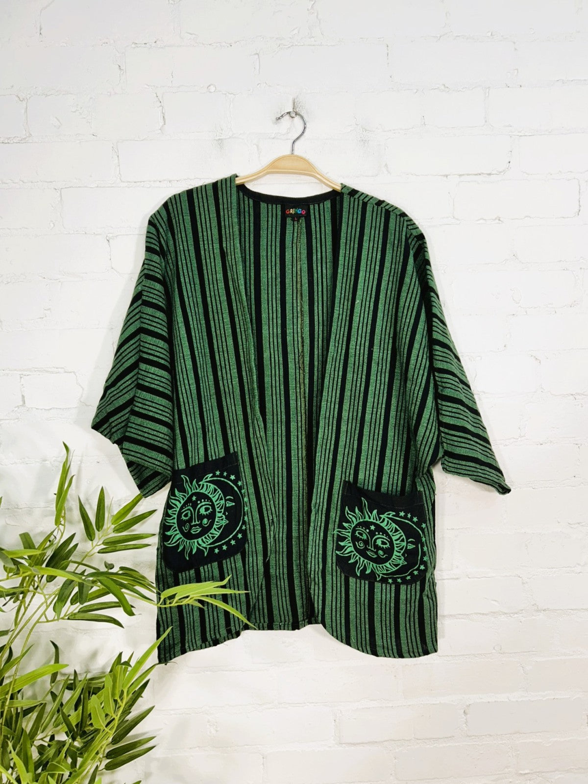 Sun and Moon Print Striped Open Top