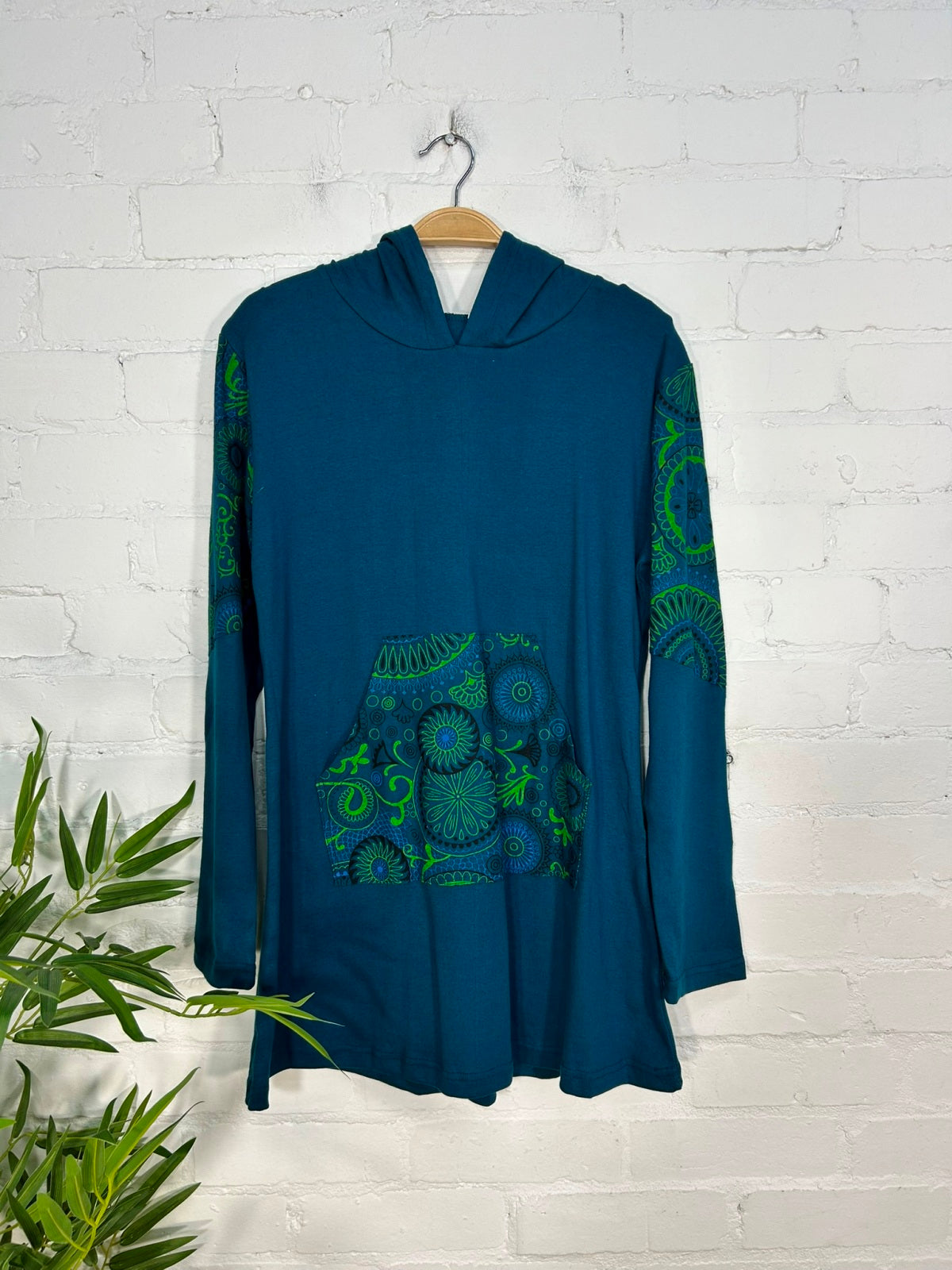 Screen Print Long Hooded Jumper