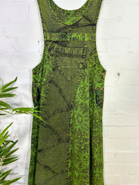 Sun Print Stonewash Long Dungaree Dress
