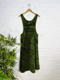 Sun Print Stonewash Long Dungaree Dress