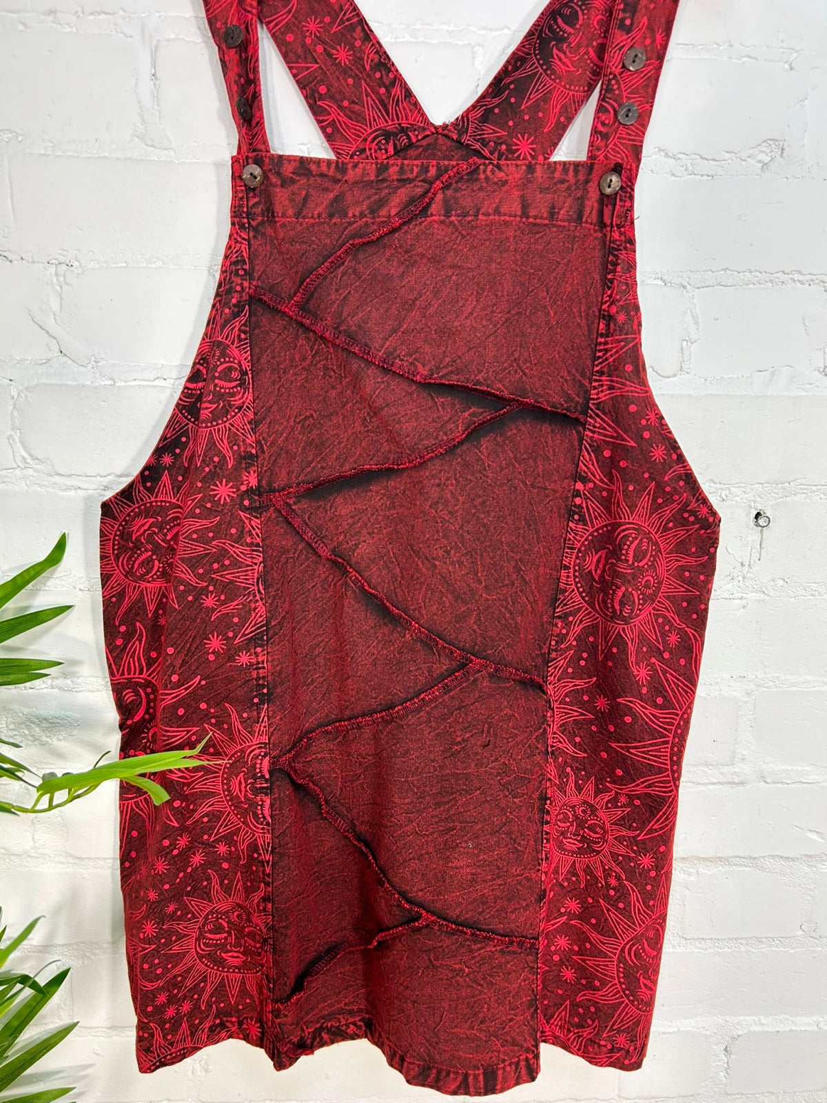 Sun Print Stonewash Short Dungaree Dress