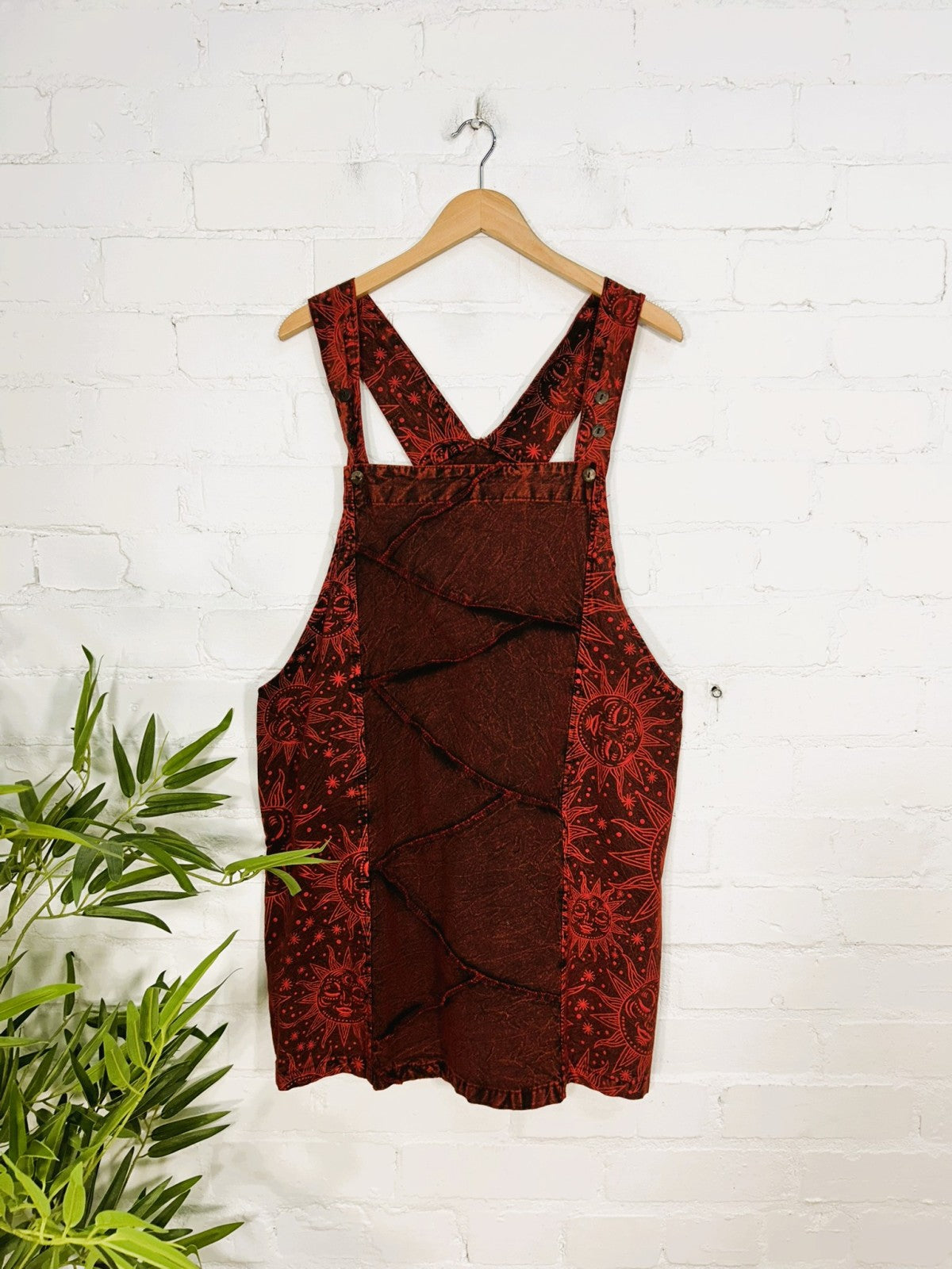 Sun Print Stonewash Short Dungaree Dress