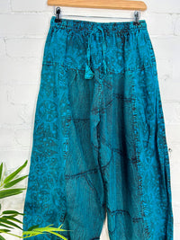 Sun Print Stonewash Harem Trousers