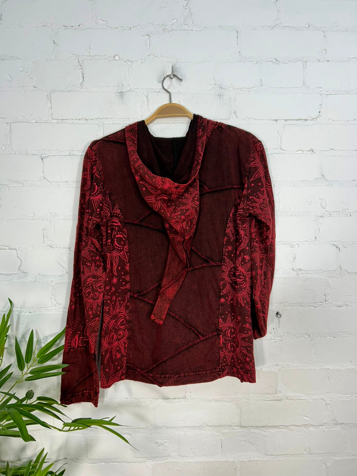 Sun Print Stonewash Long Sleeve Hood Top