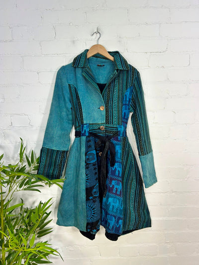Patchwork Gheri Belted Coat