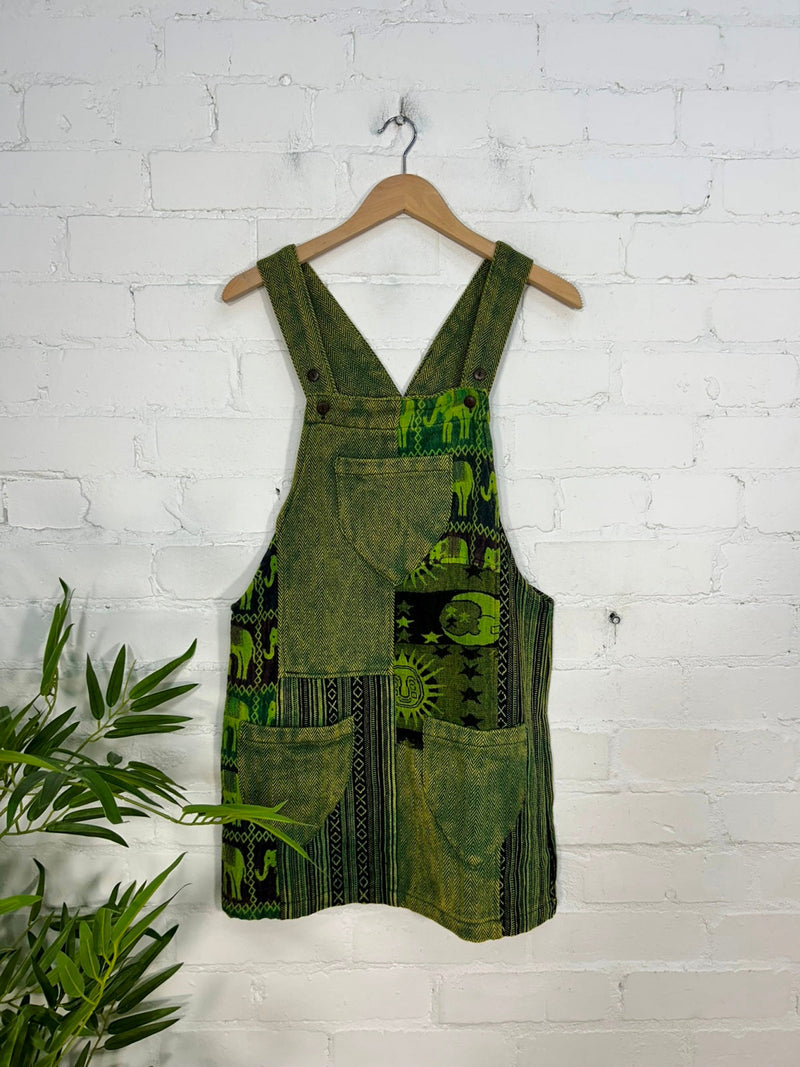 Patchwork Gheri Short Dungaree Dress