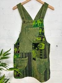 Patchwork Gheri Short Dungaree Dress