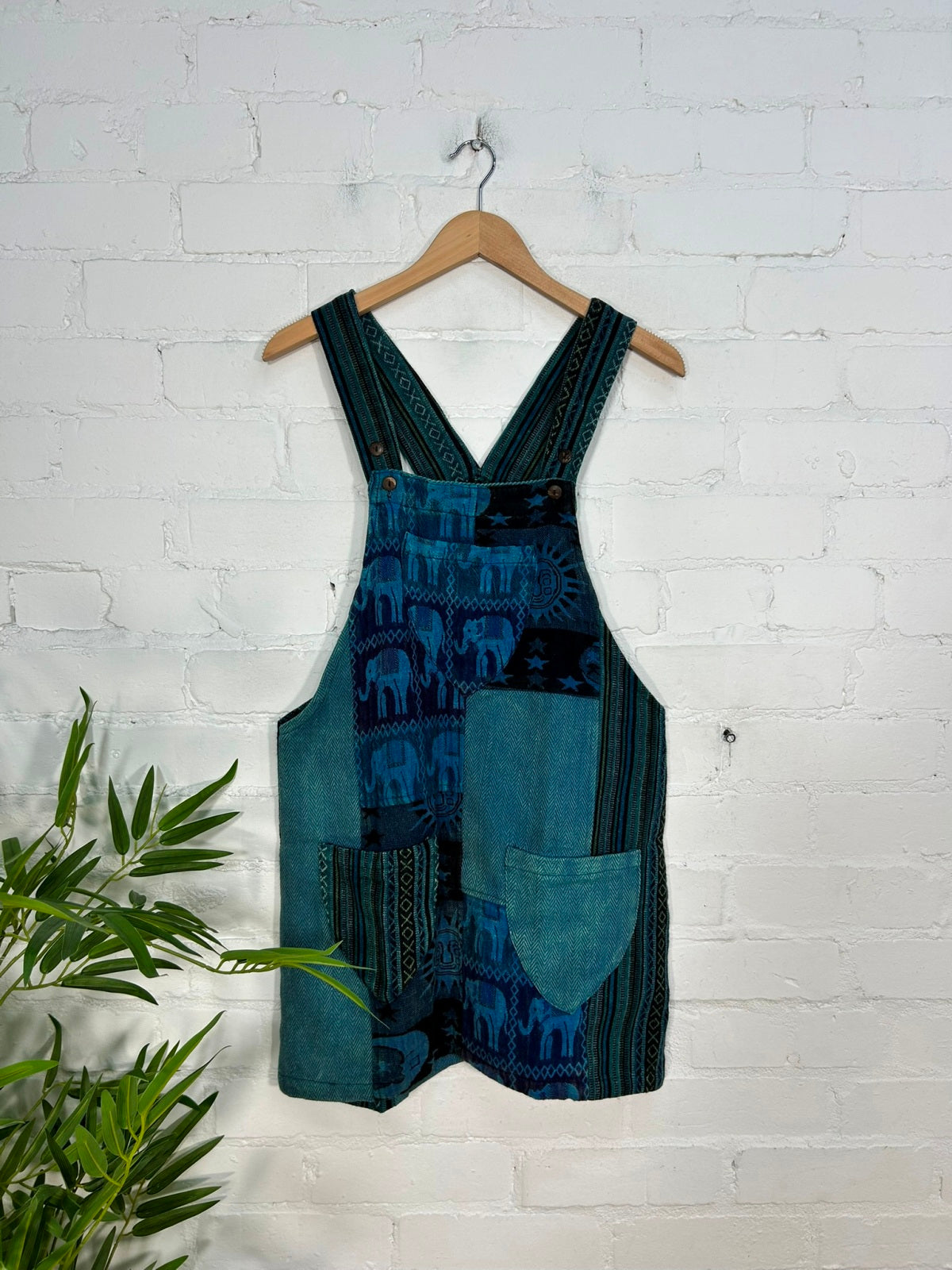 Patchwork Gheri Short Dungaree Dress
