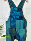 Patchwork Gheri Short Dungaree Dress