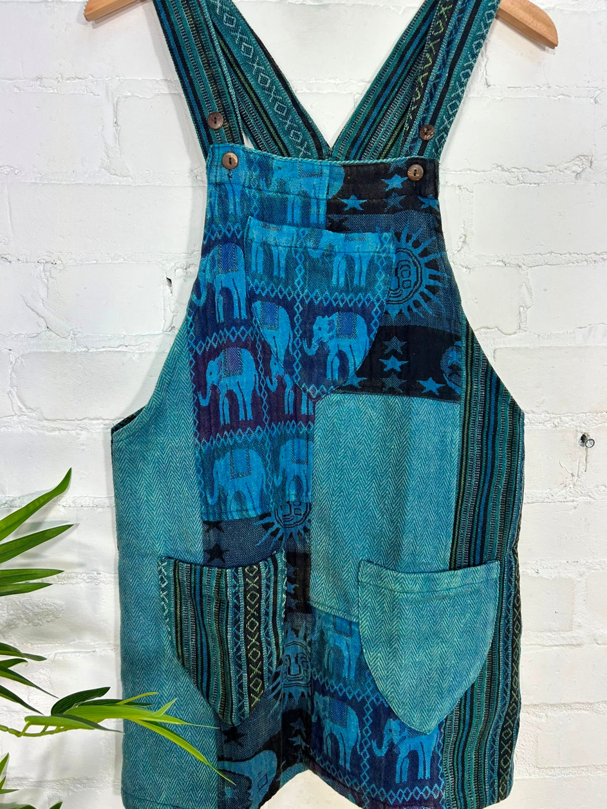 Patchwork Gheri Short Dungaree Dress