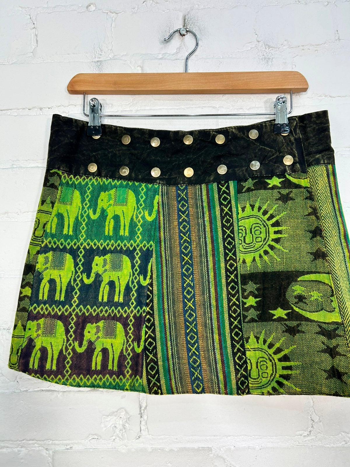 Patchwork Gheri Short Popper Skirt