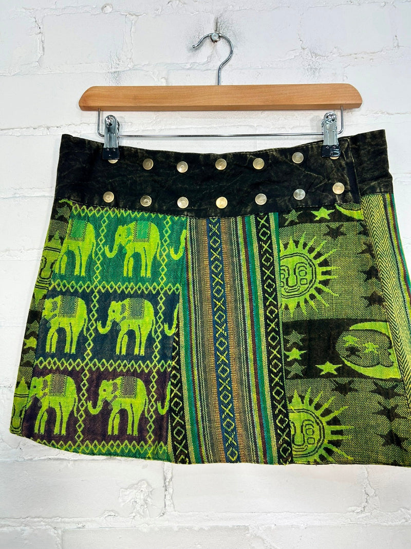 Patchwork Gheri Short Popper Skirt