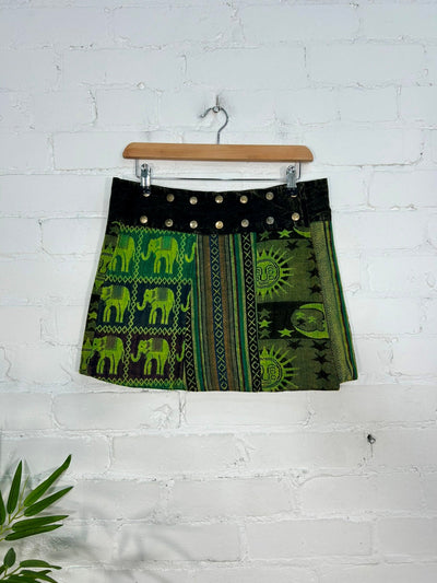 Patchwork Gheri Short Popper Skirt