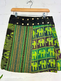 Patchwork Gheri Short Popper Skirt