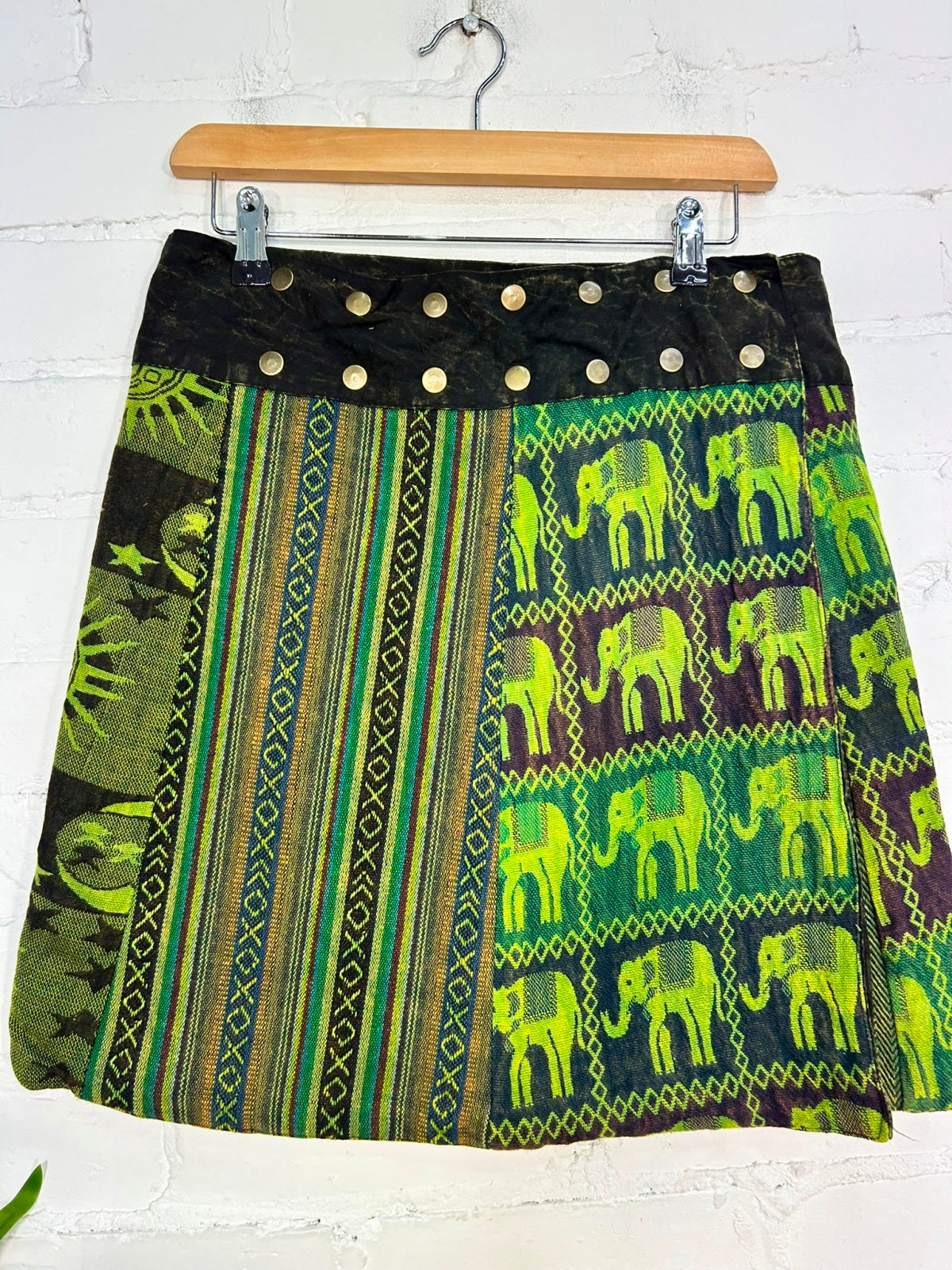 Patchwork Gheri Short Popper Skirt