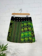 Patchwork Gheri Short Popper Skirt