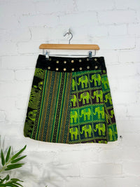 Patchwork Gheri Short Popper Skirt