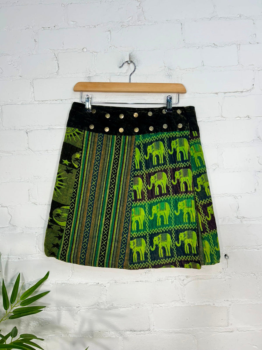 Patchwork Gheri Short Popper Skirt