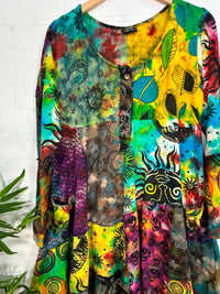 Bright Multi Patch Long Sleeve Dress