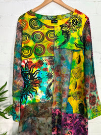 Bright Multi Patch Long Sleeve Dress