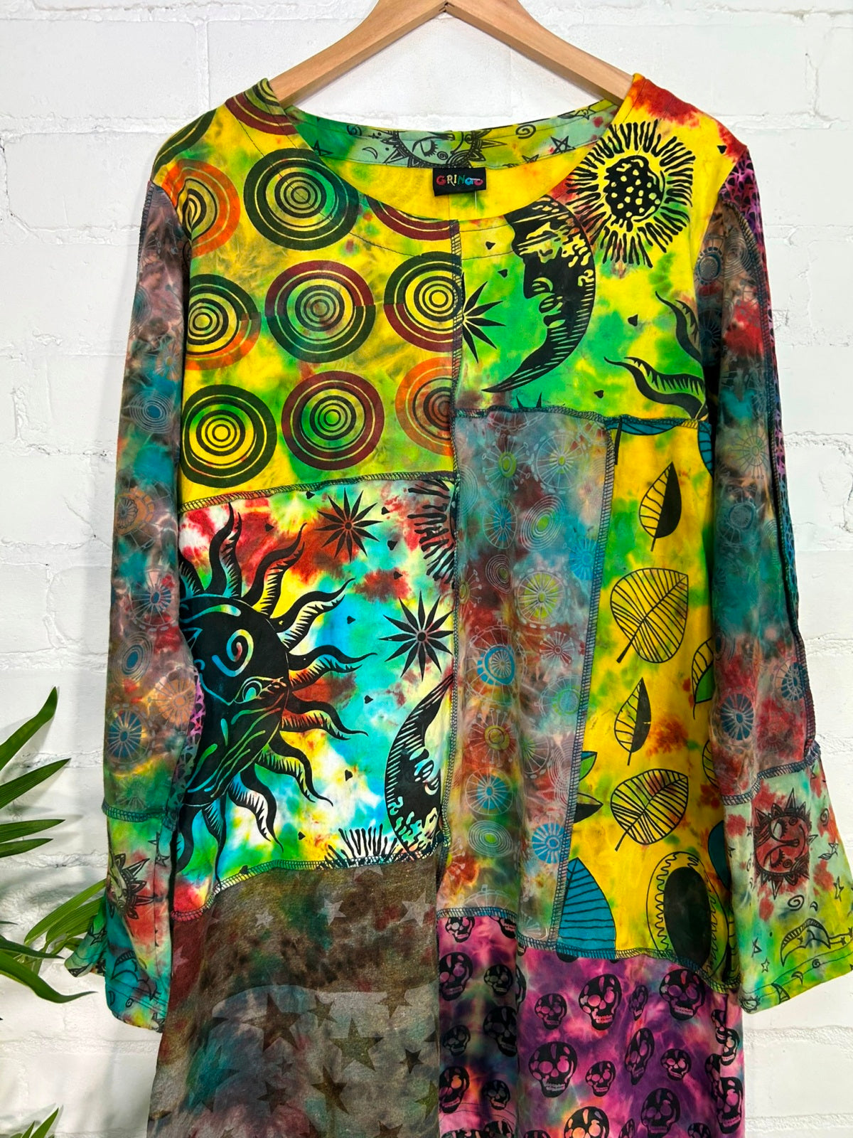 Bright Multi Patch Long Sleeve Dress