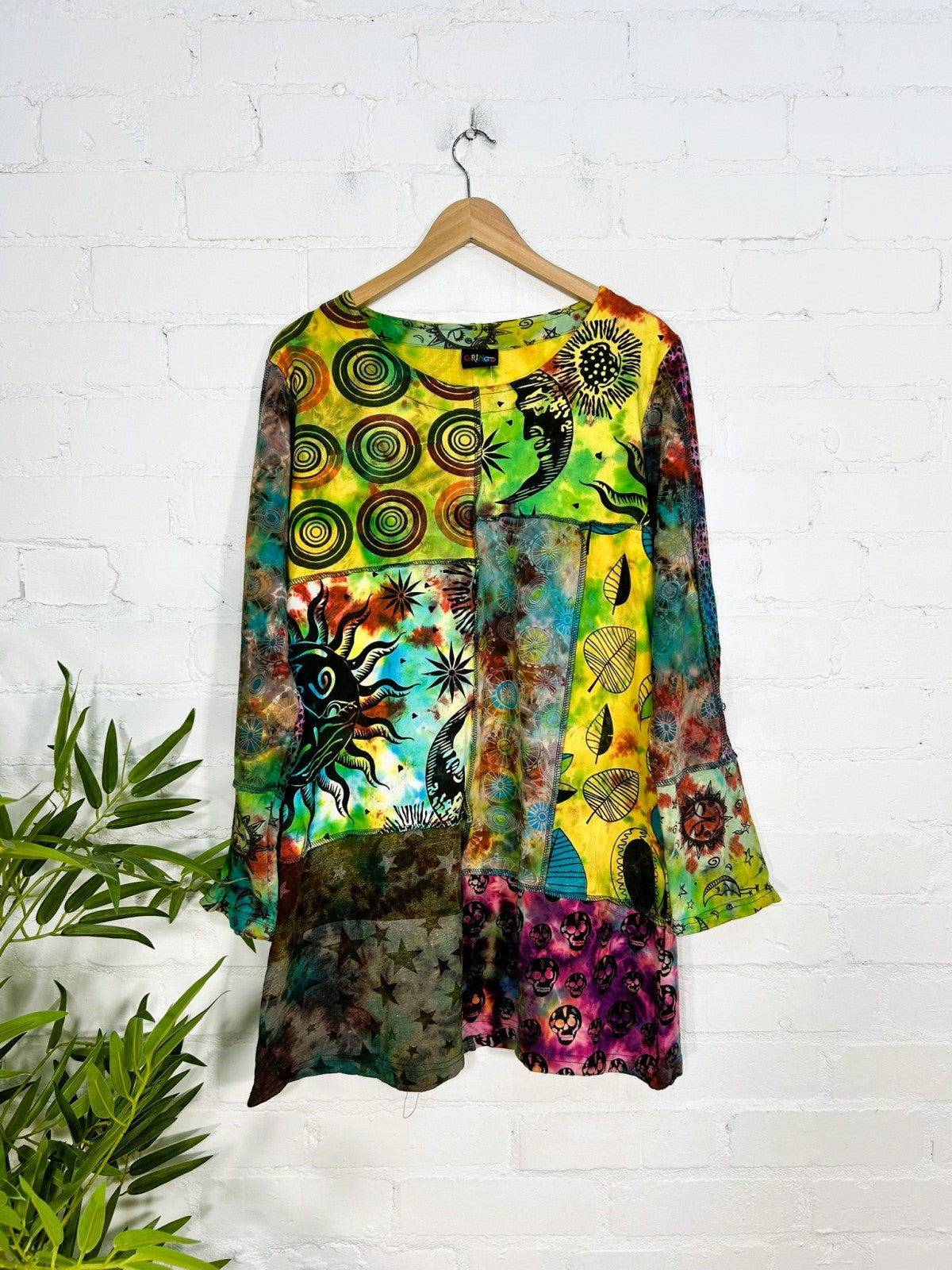 Bright Multi Patch Long Sleeve Dress