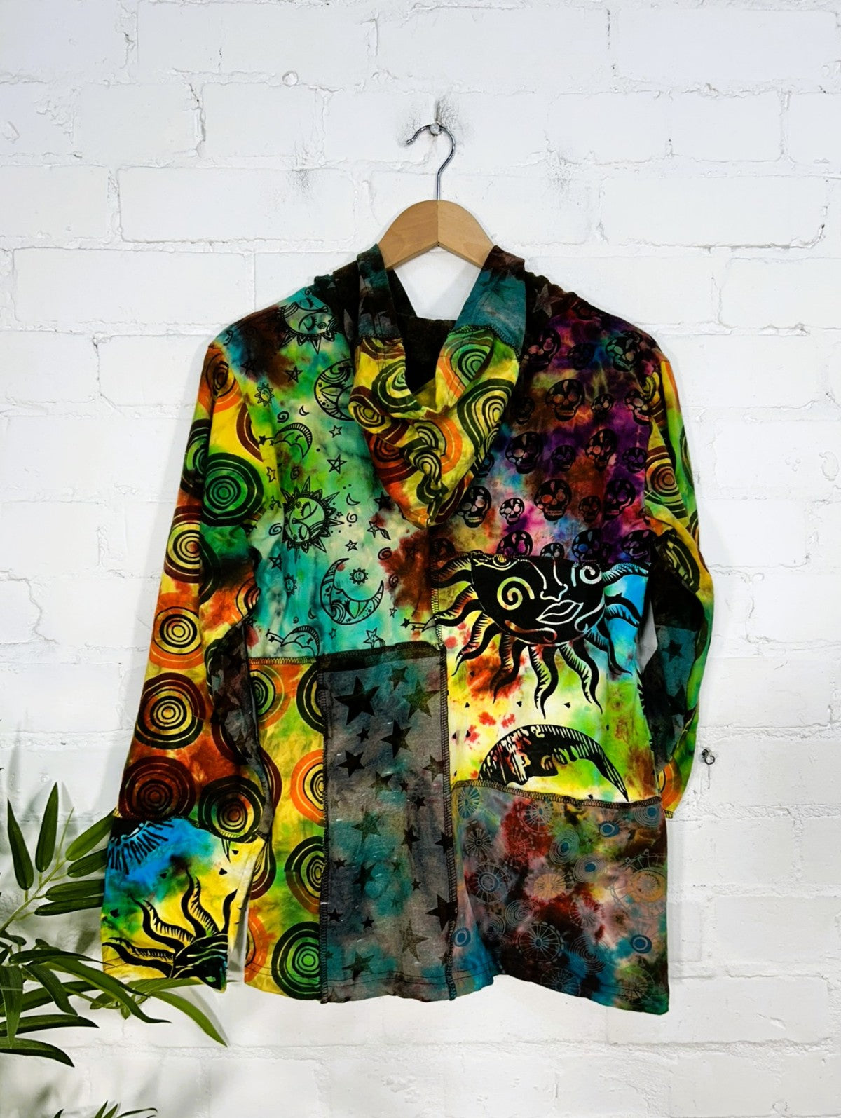 Bright Multi Patch Zip Hood Top