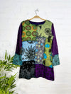Dark Multi Patch Long Sleeve Dress