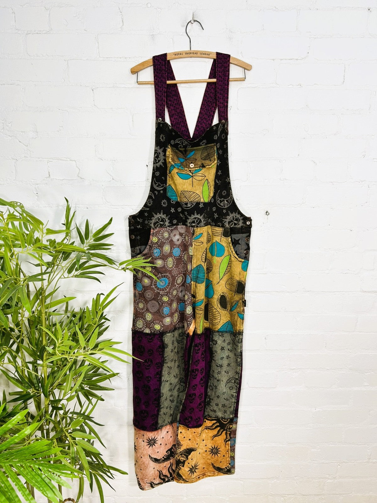 Dark Multi Patch Dungarees