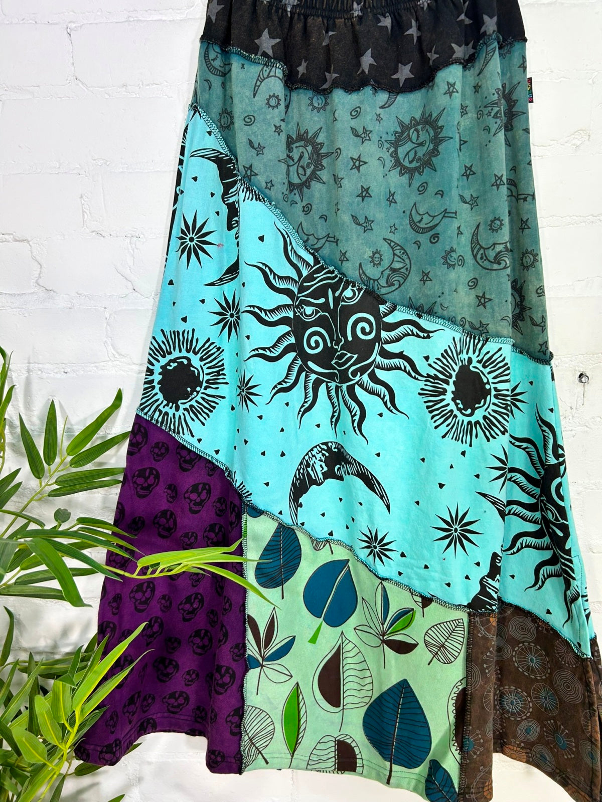Dark Multi Patch Long Skirt