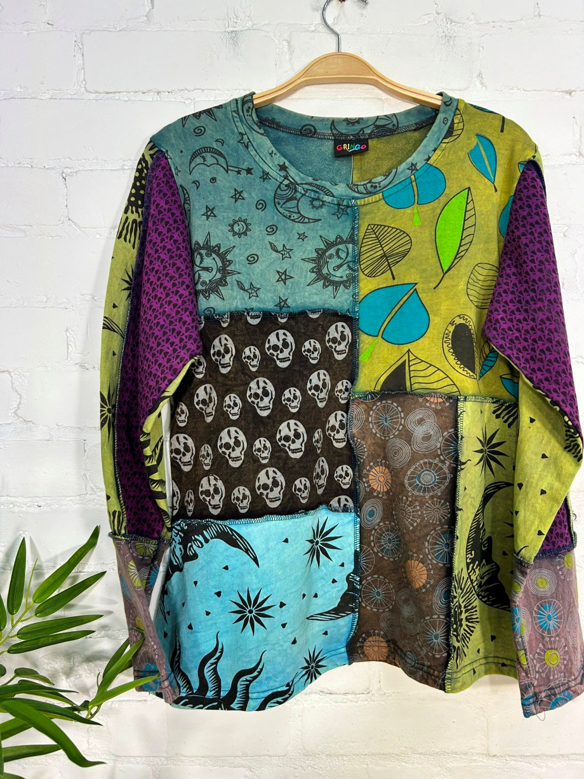 Dark Multi Patch Long Sleeve Top