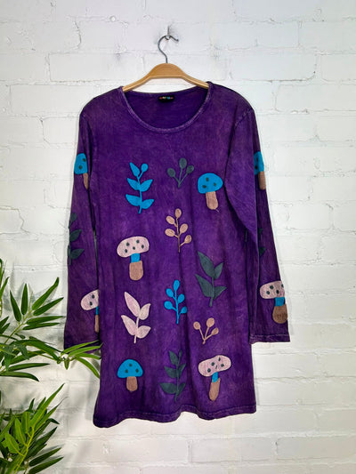 Embroidered Long Sleeve Short Dress