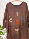 Embroidered Long Sleeve Short Pocket Dress