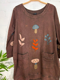 Embroidered Long Sleeve Short Pocket Dress