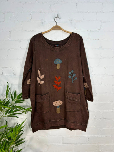 Embroidered Long Sleeve Short Pocket Dress