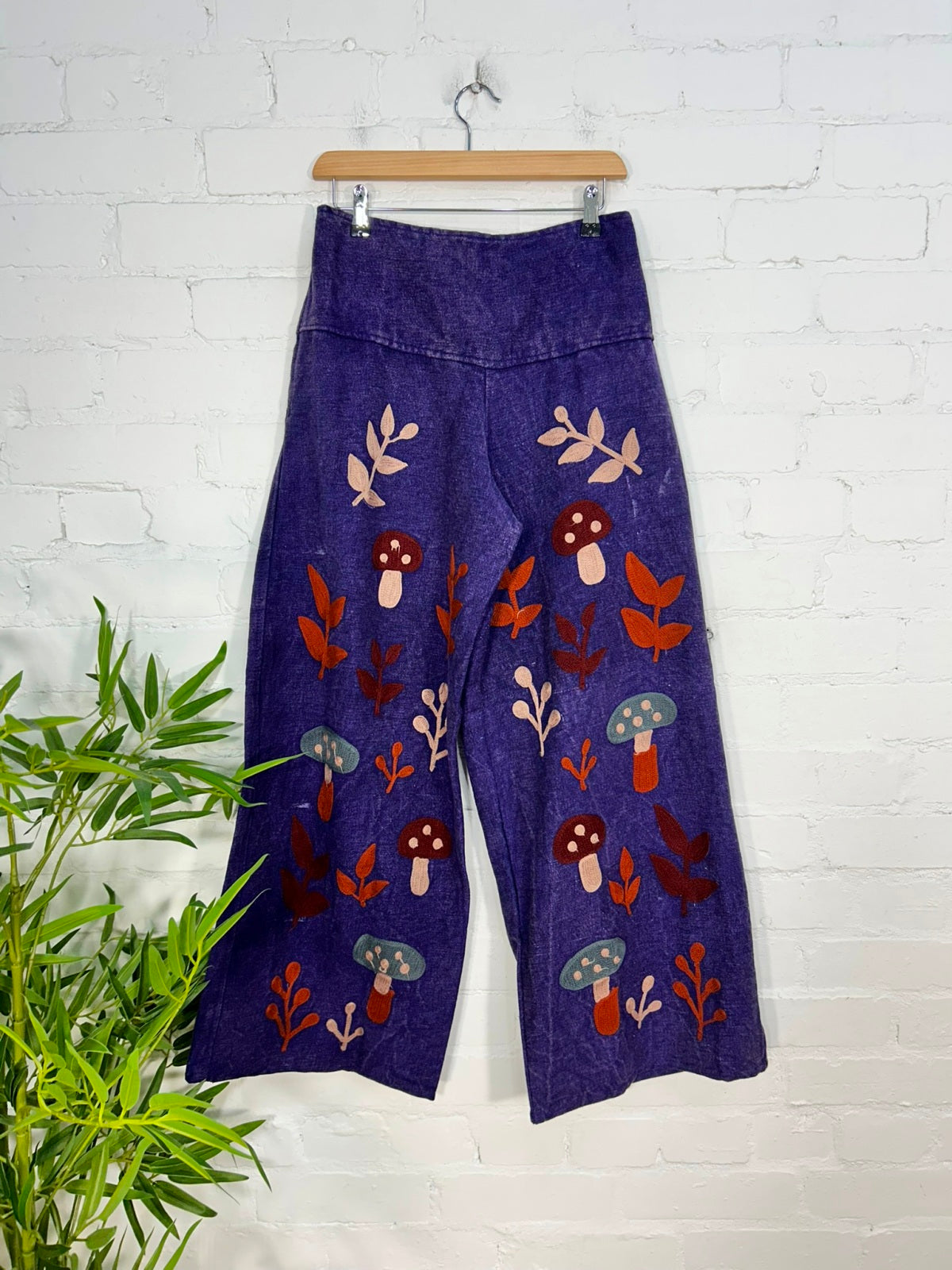 Embroidered Wide Leg Trousers