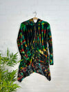 Multi Tie Dye Velvet Long Hooded Coat