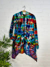 Multi Tie Dye Velvet Long Hooded Coat