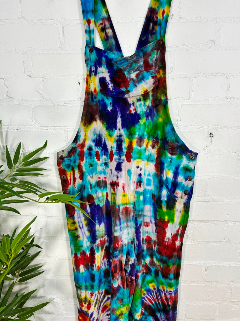 Multi Tie Dye Velvet Dungaree