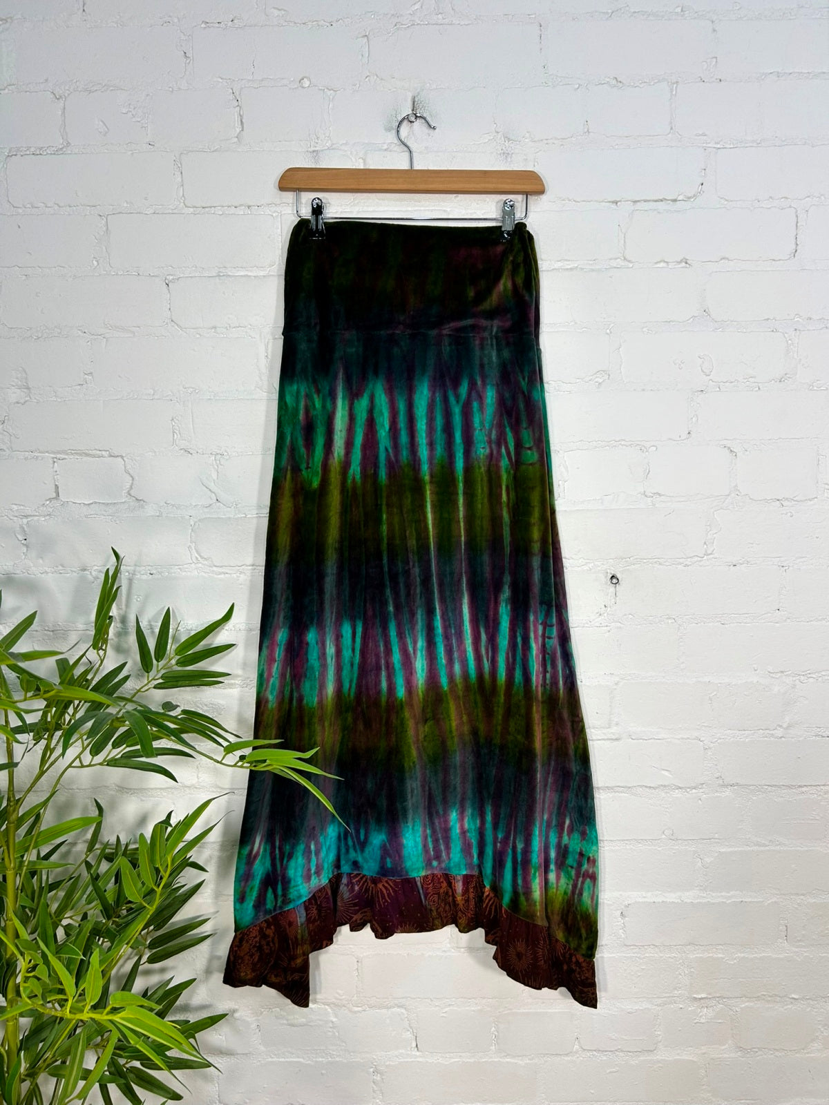 Multi Tie Dye Velvet Long Skirt