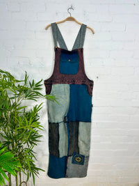 Patchwork Cotton Fleece Dungarees