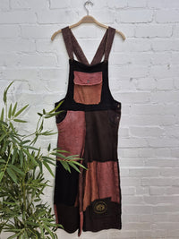 Patchwork Cotton Fleece Dungarees