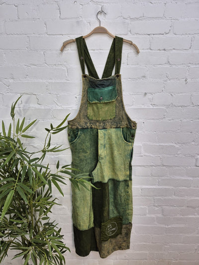Patchwork Cotton Fleece Dungarees
